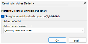 Outlook'ta adres defteri seçeneğini indir