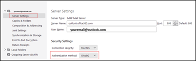 Outlook'ta modern kimlik doğrulaması Mozilla adım 1