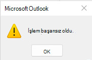 Outlook işlemi başarısız oldu hatası