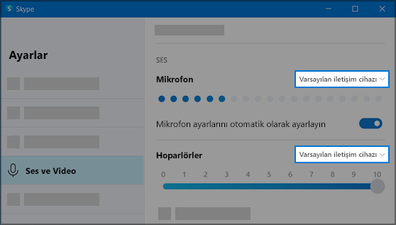 Skype ayarları