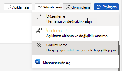 Web için Word'da görüntülemeden düzenleme görünümüne geçme