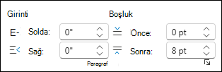 TWord'de girinti ve aralığı değiştirin WordWeb için Word