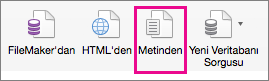 Veri sekmesinde, Metinden’i seçin
