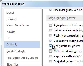 Word Seçenekleri