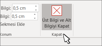Üst Bilgiyi Kapat düğmesi