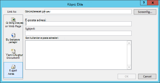 E-posta adresine köprü oluşturma