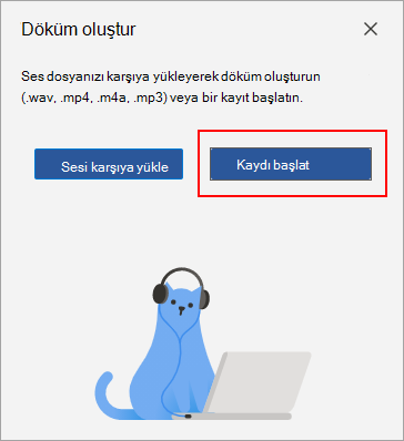 Kaydı başlat'ı seç