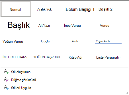 Word'de stil kitaplığı