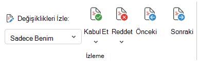 Word Web'de değişiklikleri izleme menüsü