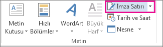Ekle sekmesindeki İmza Satırı komutu