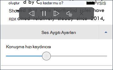 Konuşma hızı kaydırıcısı