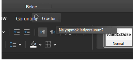 Göster arama kutusunu gösterir