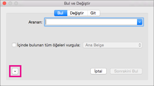 Biçim açılan menüsünün nasıl açılacağını gösterir