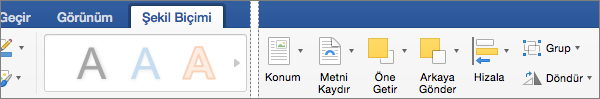 Seçtiğiniz bir veya birden çok nesneyi hizalamak için Hizala'ya tıklayın