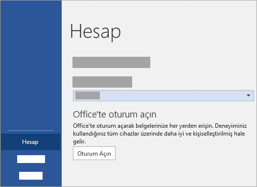 Microsoft Hesabınızla ya da Office 365 iş veya okul hesabınızla oturum açın.
