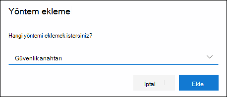Yöntem ekle kutusu, Güvenlik anahtarı seçili