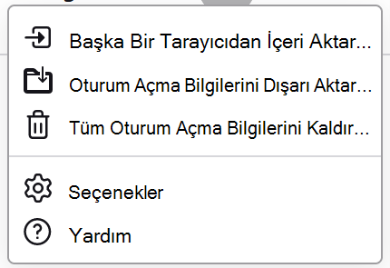 Firefox'ta oturum açma bilgilerini dışarı aktar seçeneğinin gösterildiği parolalar menüsü.