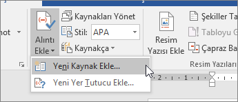 Alıntı Ekle’ye gelin ve Yeni Kaynak Ekle’yi seçin