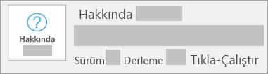 Tıkla-Çalıştır'da sürüm ve derlemeyi gösteren ekran görüntüsü