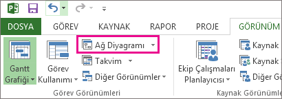 Ağ diyagramı görünümünü açmak için Ağ Diyagramı'nı tıklatın.