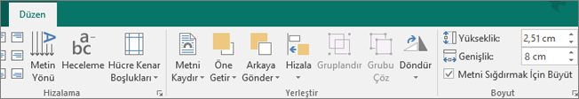Metni Sığdırmak için Büyüt onay kutusunu tıklatın veya temizleyin