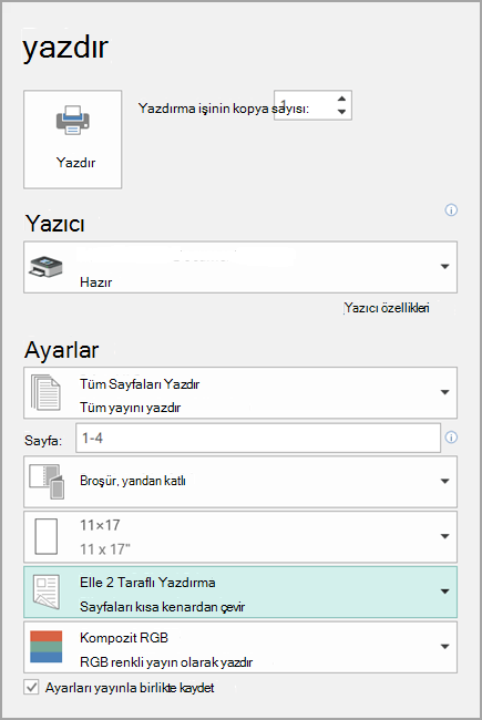 Yazıcı ayarları