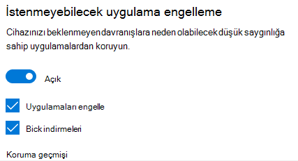 Windows 10’da istenmeyebilecek uygulama engelleme denetimi.