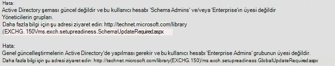 Active Directory şeması güncel değil hatası