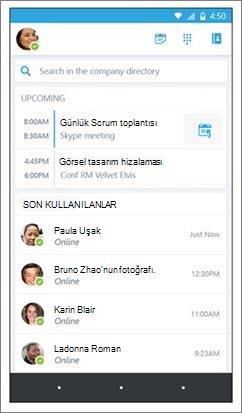 Android için Skype KurumsalAndroid için Skype Kurumsal giriş ekranı