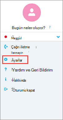 Tkutusundaki seçenekler ekranı Android için Skype KurumsalAndroid için Skype Kurumsal