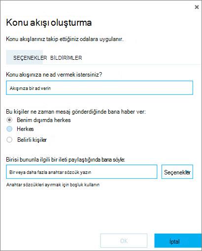 Konu akışı formu oluşturma