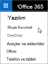 Skype Kurumsal'ı içeren Office 365 yazılım listesi