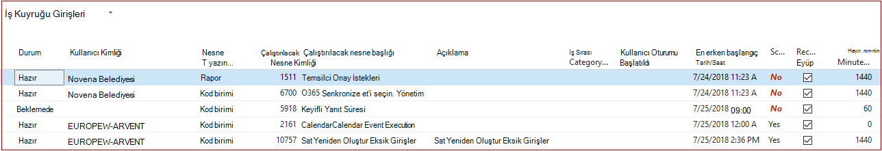İş Kuyruğu Girişleri