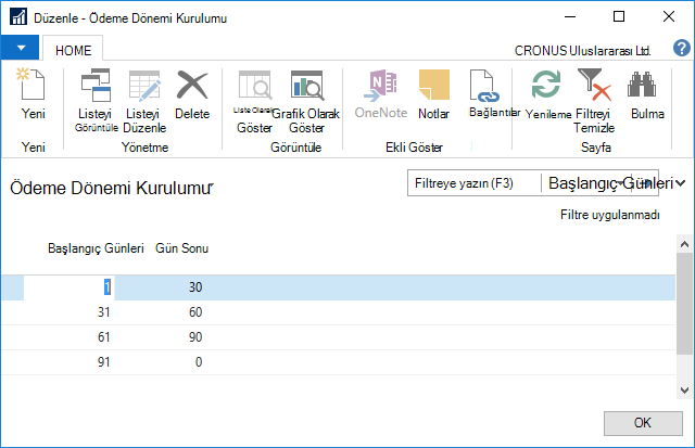 Ödeme dönemi ayarı