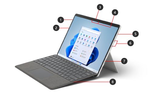 A Surface ProSurface Pro 8 donanım özellikleri ile tanımlanmıştır.