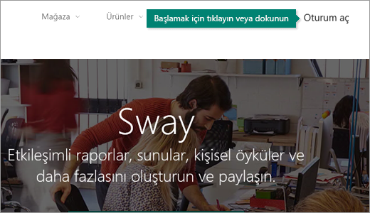Araç çubuğundaki oturum aç düğmesi