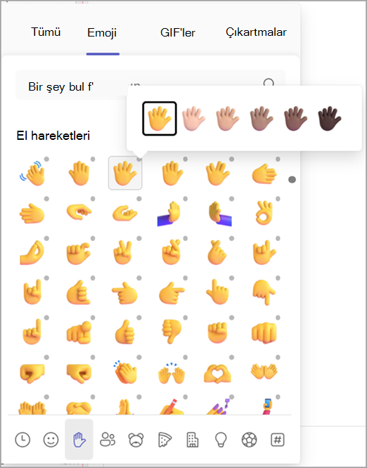 Emoji cilt tonunuzu değiştirmeyi gösteren ekran görüntüsü