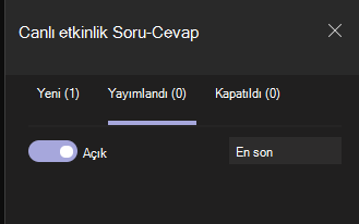 İki durumlu düğme Aç diyor