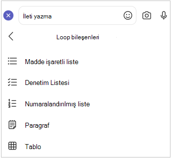 LoopLoop bileşeni mobil menüsü