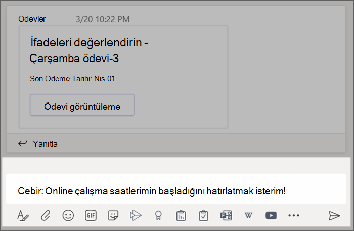 Oluştur kutusuna yazılan bir gönderi.