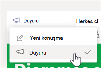 Duyuru’yu seçin.