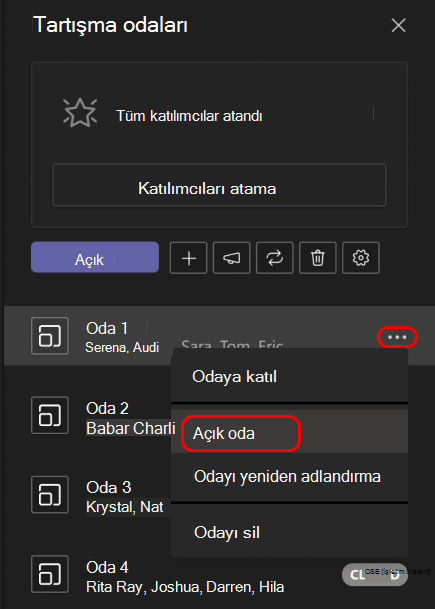 Tek bir tartışma odası açmayı gösteren resim.