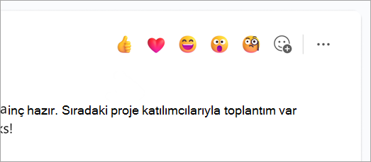 Sohbet iletisinin üzerinde hızlı tepki emojisini gösteren ekran görüntüsü