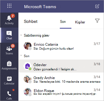 Teams'de öğrencilerin özel görüşmeleri