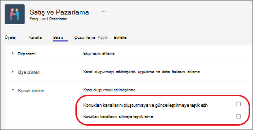 Teams'te konuk izinlerini ayarlayın.