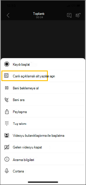 Canlı alt yazıları açma düğmesi