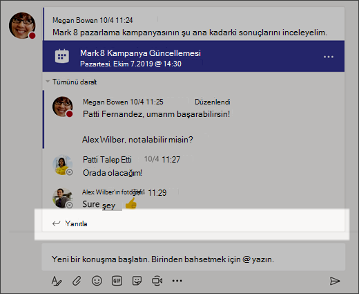 Konuşmayı yanıtlayın