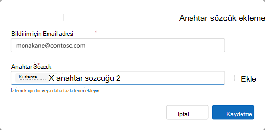 İletişim panosu anahtar sözcük girişi