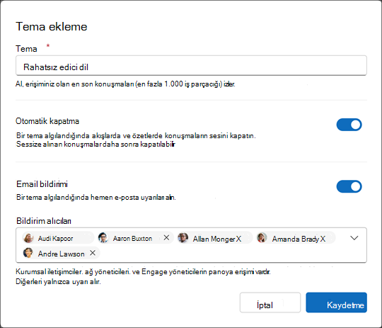 Yapay zeka güdümlü Moderatör aracısı için yeni bir tema oluşturun. Bir fenomen kategorisini arama ihtiyacını ifade eden bir ifade seçin.