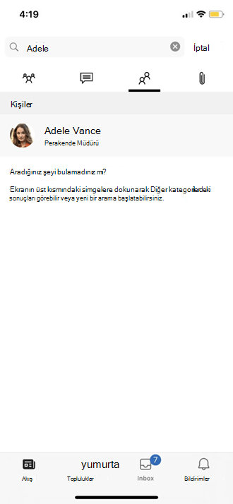 Mobil profil ayarlarının ekran görüntüsü